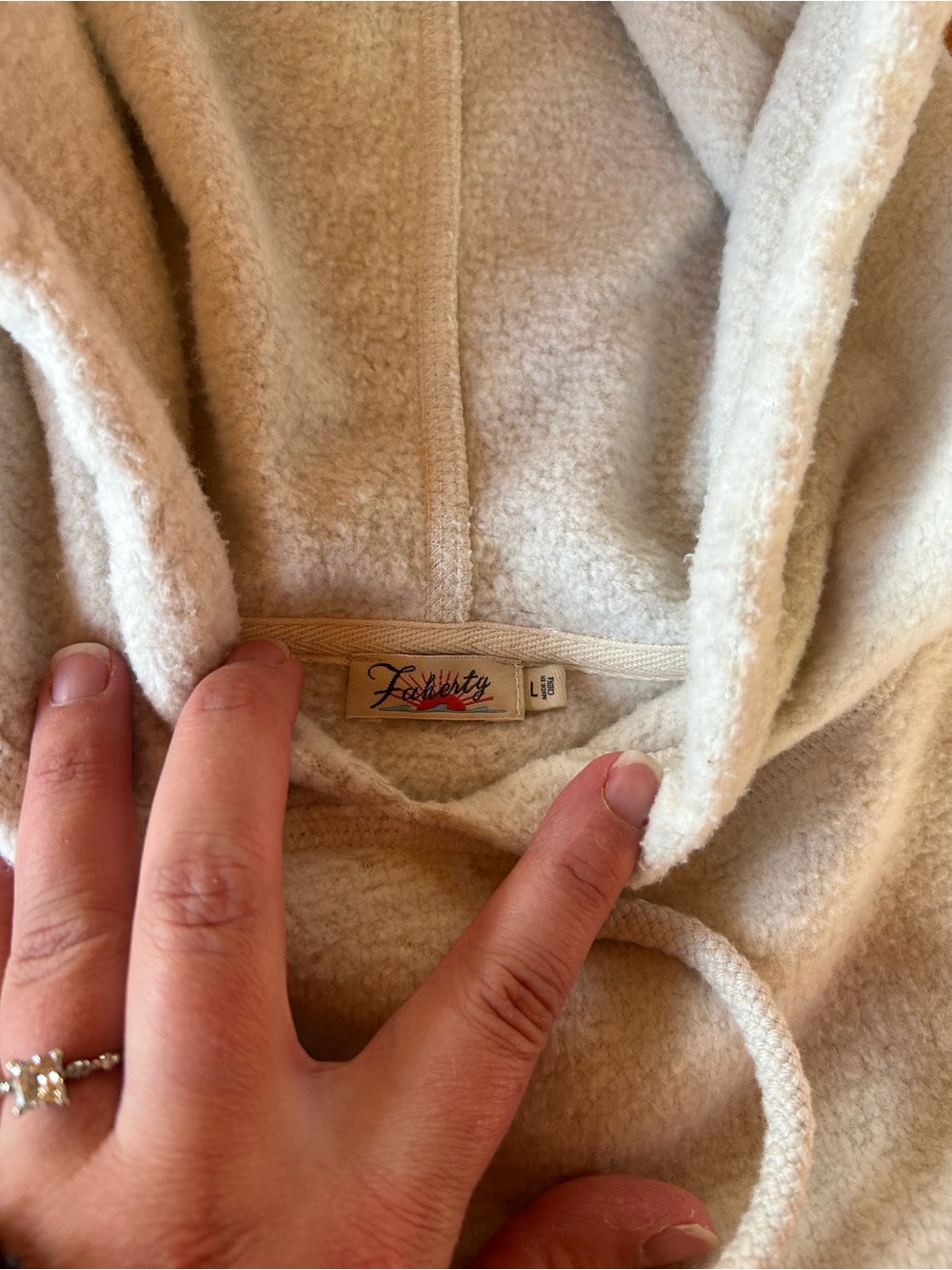 Faherty Cream Hooded Sweater with Retro Stripes - Picture 3 of 8